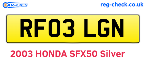 RF03LGN are the vehicle registration plates.