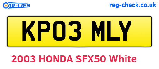 KP03MLY are the vehicle registration plates.