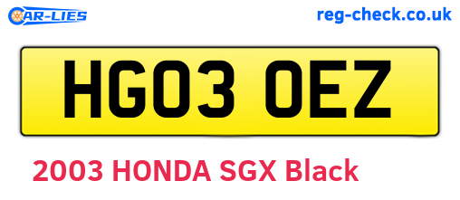 HG03OEZ are the vehicle registration plates.