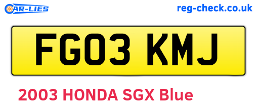 FG03KMJ are the vehicle registration plates.