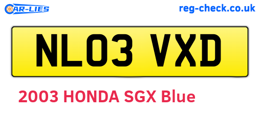 NL03VXD are the vehicle registration plates.