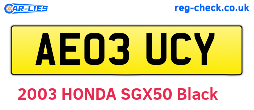 AE03UCY are the vehicle registration plates.