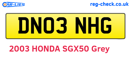 DN03NHG are the vehicle registration plates.