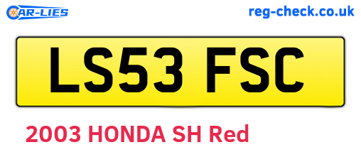 LS53FSC are the vehicle registration plates.