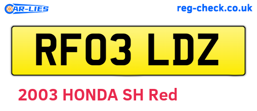 RF03LDZ are the vehicle registration plates.