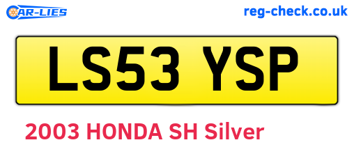 LS53YSP are the vehicle registration plates.