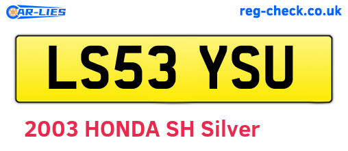 LS53YSU are the vehicle registration plates.