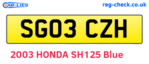 SG03CZH are the vehicle registration plates.