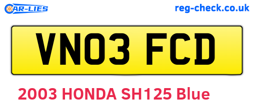 VN03FCD are the vehicle registration plates.