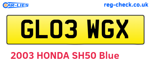 GL03WGX are the vehicle registration plates.