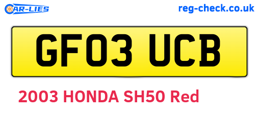 GF03UCB are the vehicle registration plates.