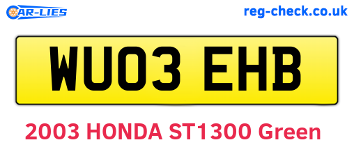 WU03EHB are the vehicle registration plates.