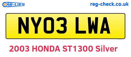 NY03LWA are the vehicle registration plates.