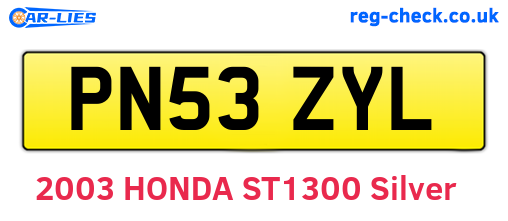 PN53ZYL are the vehicle registration plates.