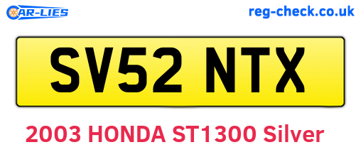 SV52NTX are the vehicle registration plates.