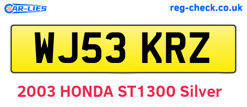 WJ53KRZ are the vehicle registration plates.