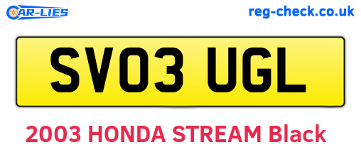 SV03UGL are the vehicle registration plates.