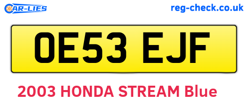 OE53EJF are the vehicle registration plates.