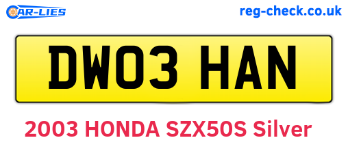 DW03HAN are the vehicle registration plates.