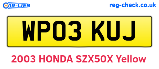WP03KUJ are the vehicle registration plates.