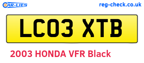 LC03XTB are the vehicle registration plates.