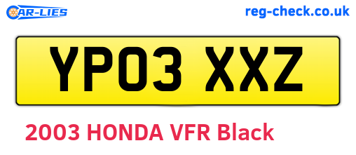 YP03XXZ are the vehicle registration plates.