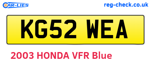 KG52WEA are the vehicle registration plates.