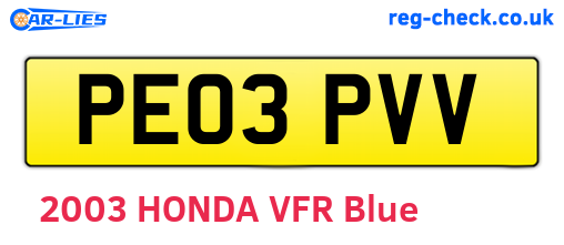 PE03PVV are the vehicle registration plates.