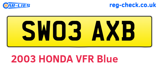 SW03AXB are the vehicle registration plates.