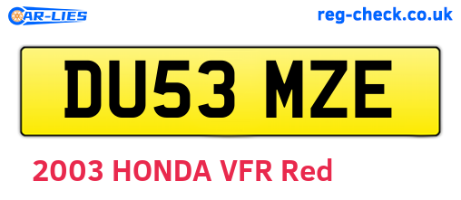 DU53MZE are the vehicle registration plates.