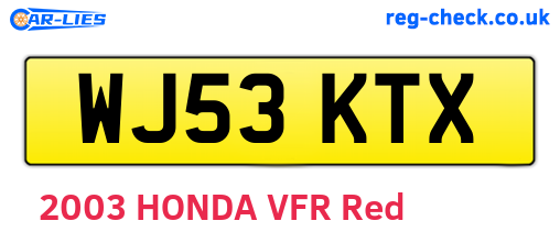 WJ53KTX are the vehicle registration plates.