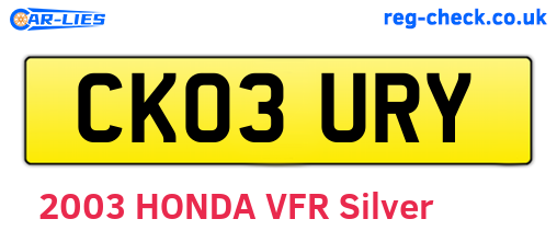 CK03URY are the vehicle registration plates.