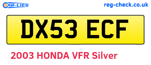 DX53ECF are the vehicle registration plates.