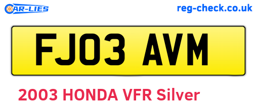 FJ03AVM are the vehicle registration plates.