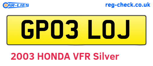 GP03LOJ are the vehicle registration plates.