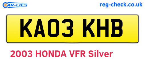KA03KHB are the vehicle registration plates.