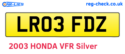 LR03FDZ are the vehicle registration plates.