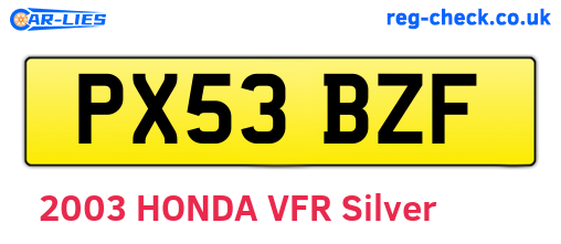 PX53BZF are the vehicle registration plates.