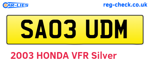 SA03UDM are the vehicle registration plates.