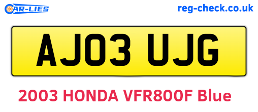 AJ03UJG are the vehicle registration plates.