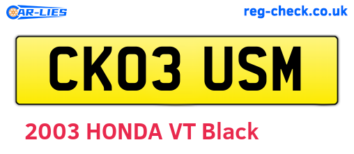 CK03USM are the vehicle registration plates.