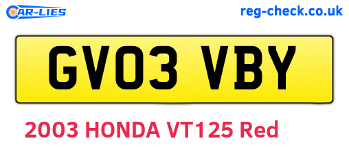 GV03VBY are the vehicle registration plates.