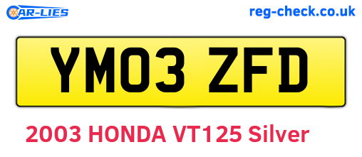 YM03ZFD are the vehicle registration plates.