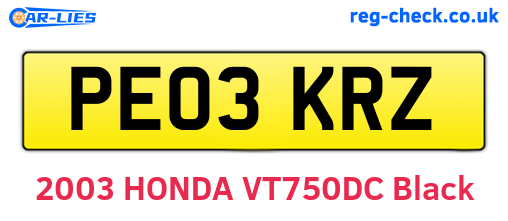 PE03KRZ are the vehicle registration plates.