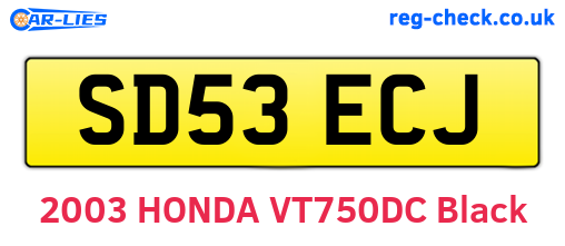 SD53ECJ are the vehicle registration plates.