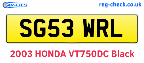 SG53WRL are the vehicle registration plates.