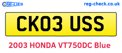 CK03USS are the vehicle registration plates.