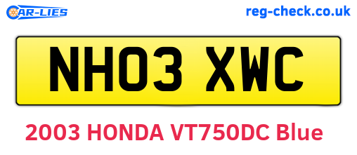 NH03XWC are the vehicle registration plates.