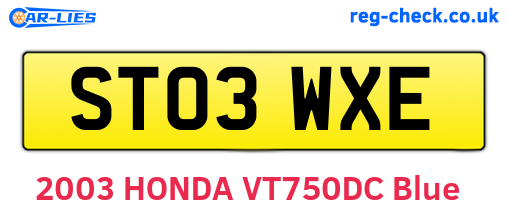 ST03WXE are the vehicle registration plates.