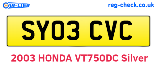 SY03CVC are the vehicle registration plates.